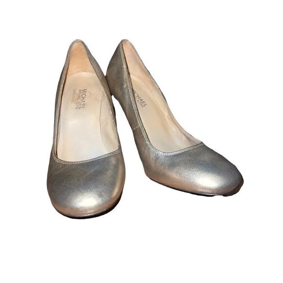 Michael Kors Gold Metallic Leather Pumps With Wooden Heel  Size 7M - Picture 11 of 13
